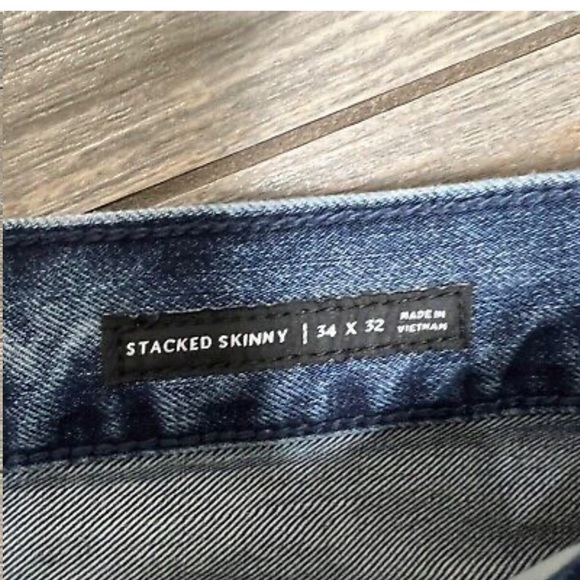 Pac Sun Vertical Stretch Jeans 34X33 Stacked Skinny White Side Paint Stripe - Picture 3 of 10